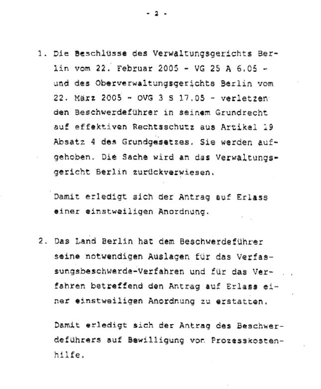 Federal Almanya Cumhuriyeti Anayasa Mahkemesi'nin Yakup Ta ile ilgili karar 