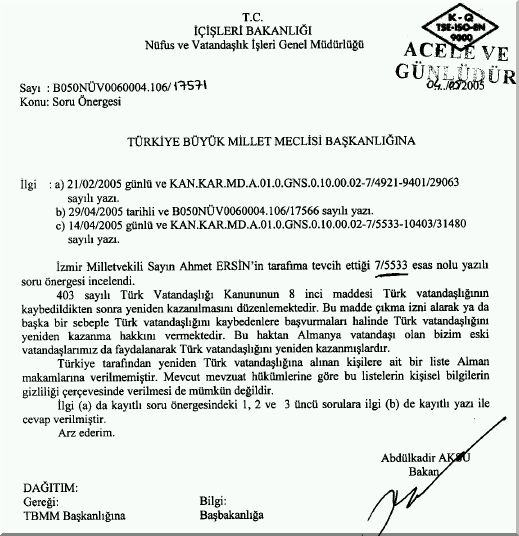 Cifte Vatandaslik Soru nergesine Cevap